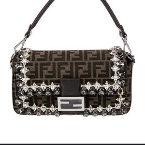 Fendi Black and Brown Embellished Shoulder Bag